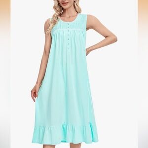 Chic Sleeveless Aqua Chemise